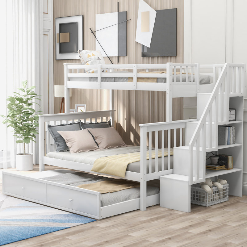 Three Posts™ Baby & Kids Alaina Twin Over Full Solid Wood Bunk Bed with